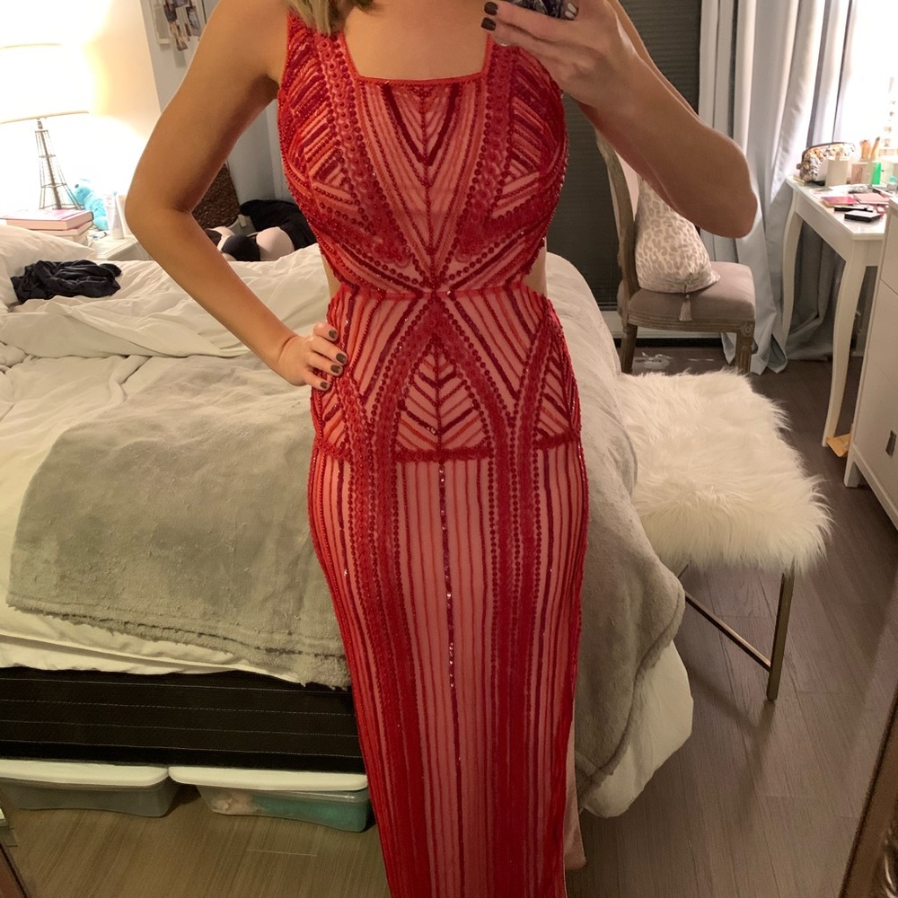 Parker Black red sequin formal dress